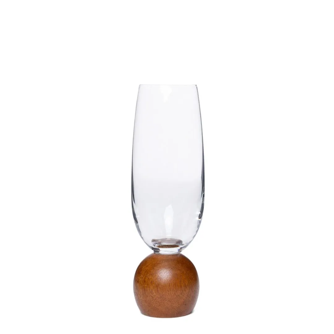 Jogo 2pcs Taças para Espumante em madeira acácia e cristal - 210ml