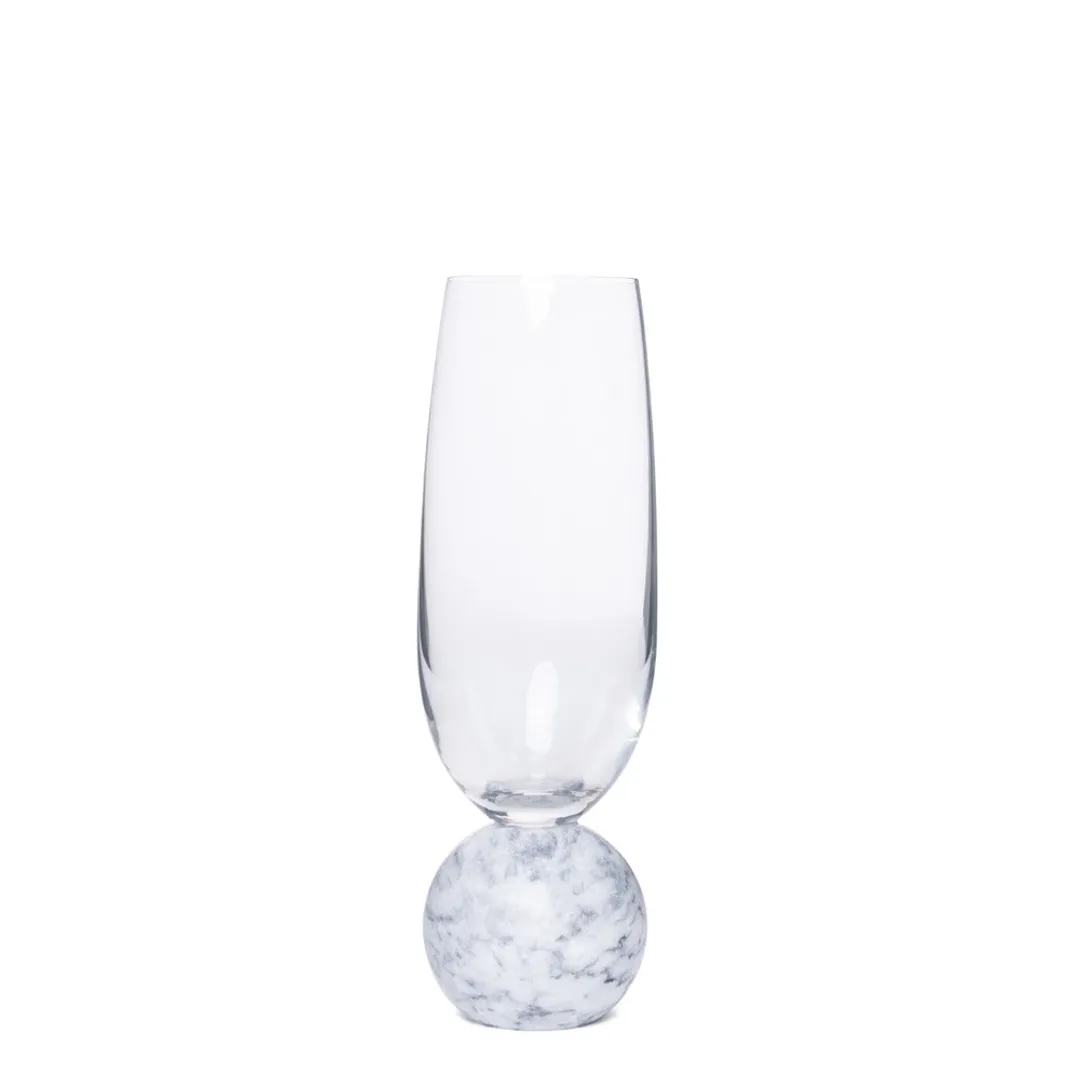Jogo 2pcs Taças para Espumante em mármore branco e cristal - 210ml