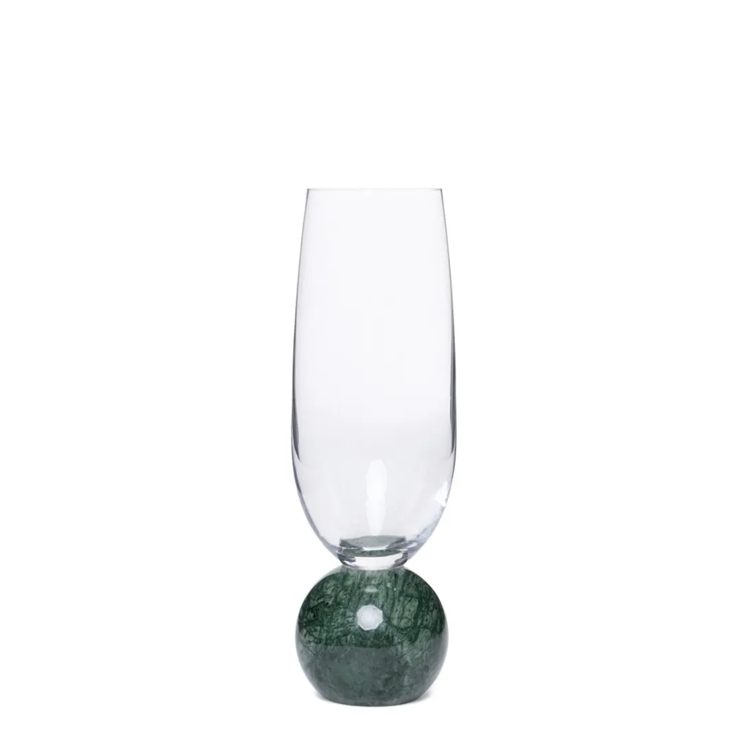 Jogo 2pcs Taças para Espumante em mármore verde e cristal - 210ml