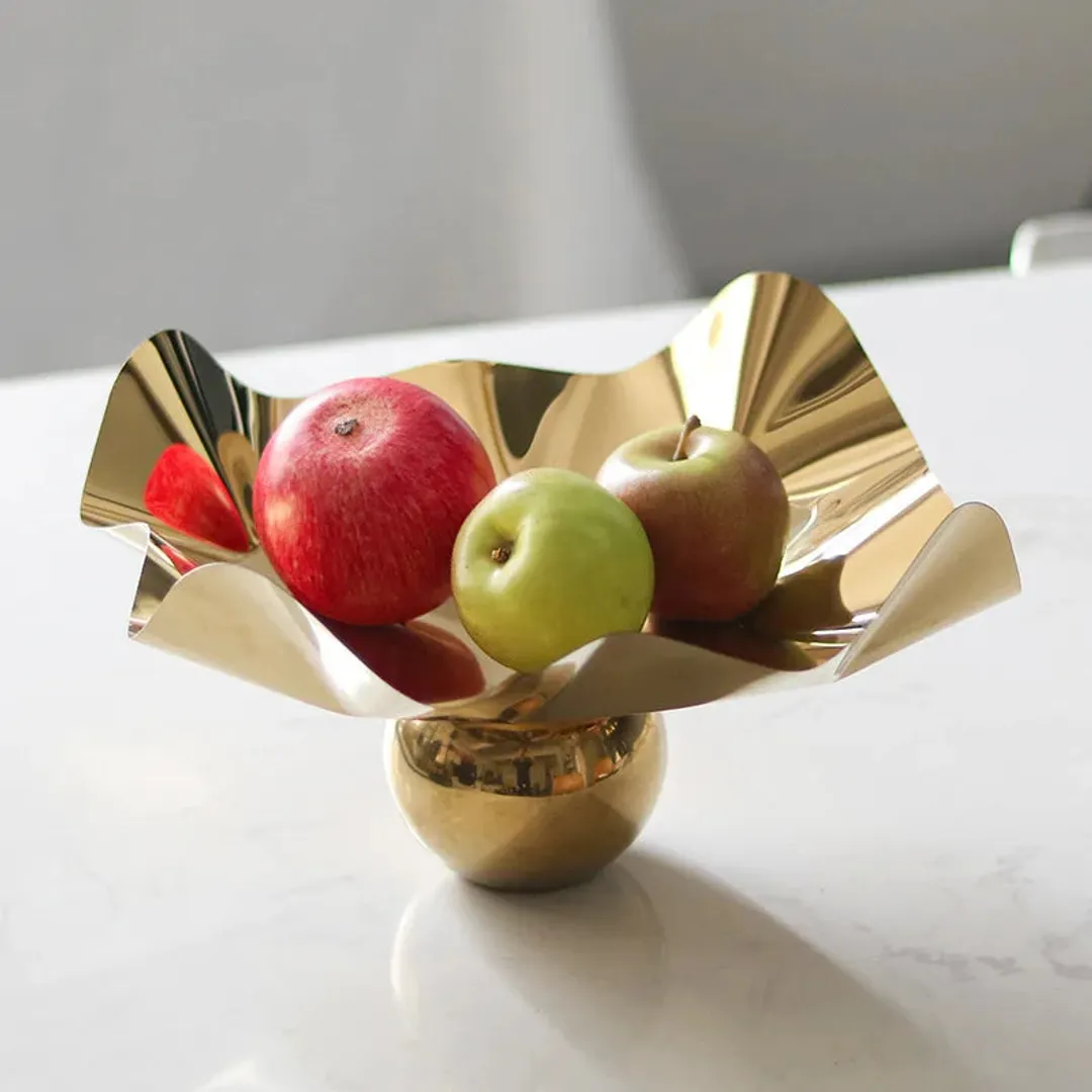 Fruteira/Porta Objetos Metal Dourado - 26cmx16cm